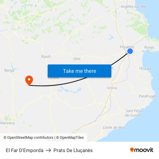 El Far D'Empordà to Prats De Lluçanès map