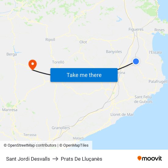 Sant Jordi Desvalls to Prats De Lluçanès map