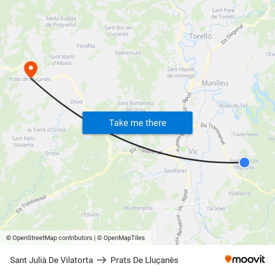 Sant Julià De Vilatorta to Prats De Lluçanès map