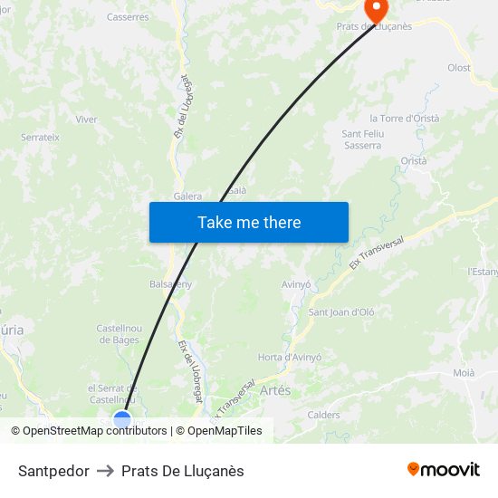 Santpedor to Prats De Lluçanès map