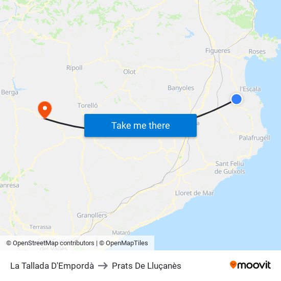 La Tallada D'Empordà to Prats De Lluçanès map