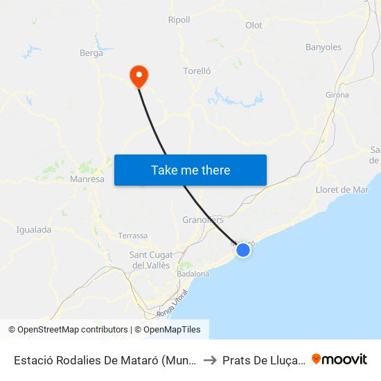 Estació Rodalies De Mataró (Muntanya) to Prats De Lluçanès map