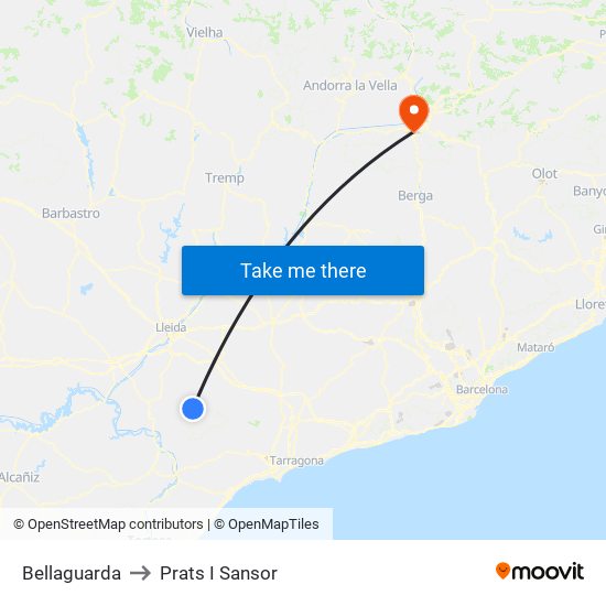 Bellaguarda to Prats I Sansor map