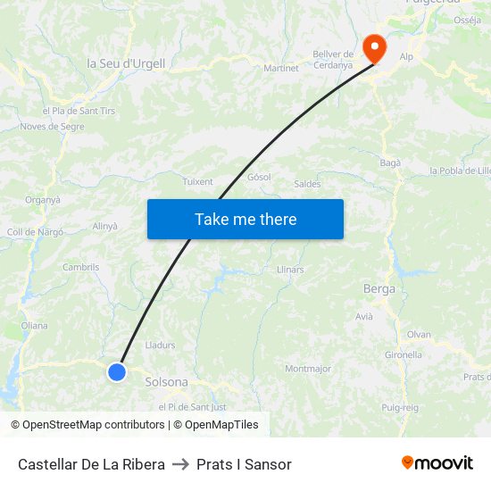 Castellar De La Ribera to Prats I Sansor map