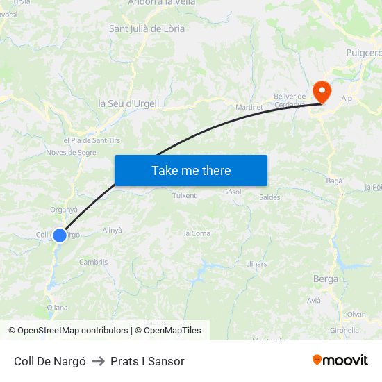 Coll De Nargó to Prats I Sansor map