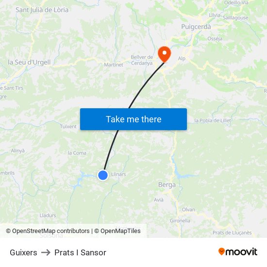 Guixers to Prats I Sansor map