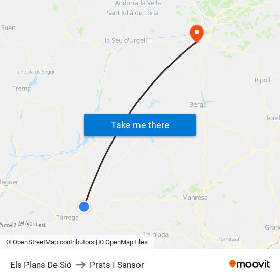 Els Plans De Sió to Prats I Sansor map