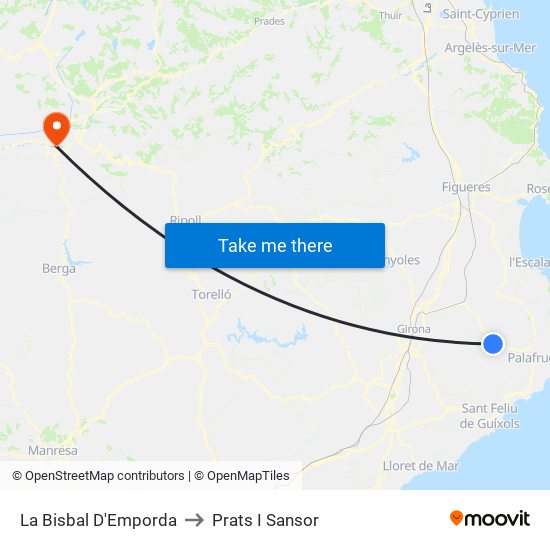 La Bisbal D'Emporda to Prats I Sansor map