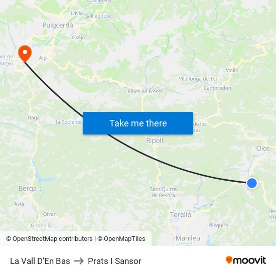 La Vall D'En Bas to Prats I Sansor map