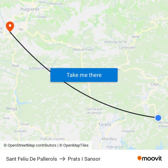 Sant Feliu De Pallerols to Prats I Sansor map