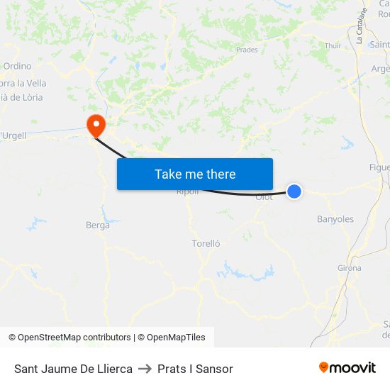Sant Jaume De Llierca to Prats I Sansor map