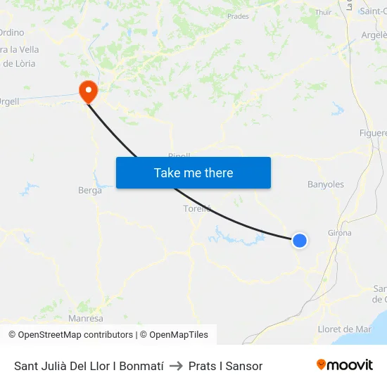 Sant Julià Del Llor I Bonmatí to Prats I Sansor map