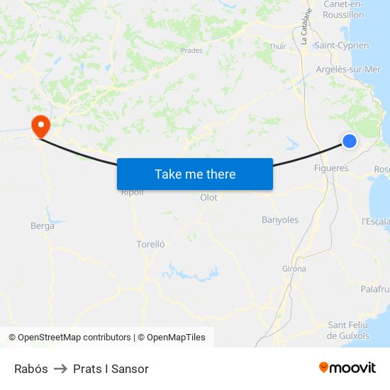 Rabós to Prats I Sansor map