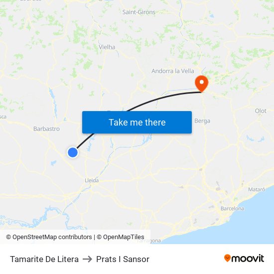 Tamarite De Litera to Prats I Sansor map