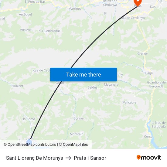 Sant Llorenç De Morunys to Prats I Sansor map