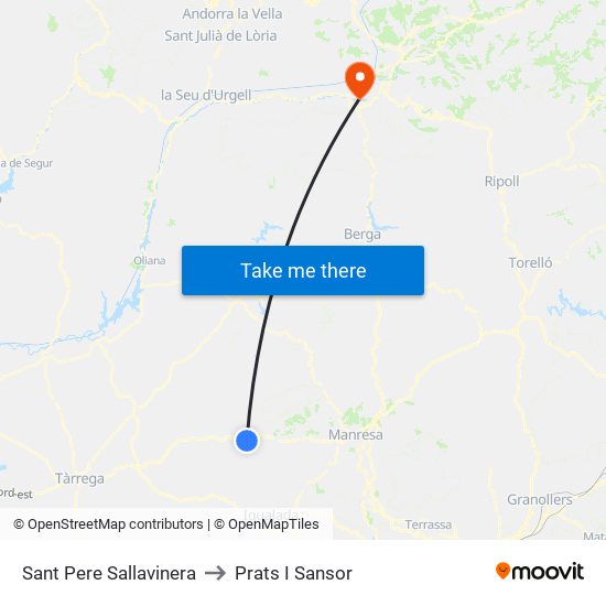 Sant Pere Sallavinera to Prats I Sansor map