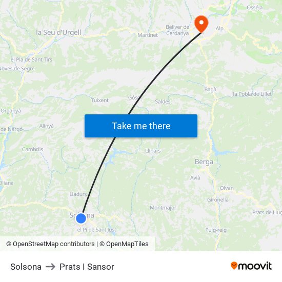 Solsona to Prats I Sansor map