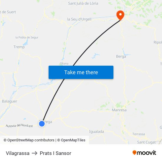 Vilagrassa to Prats I Sansor map