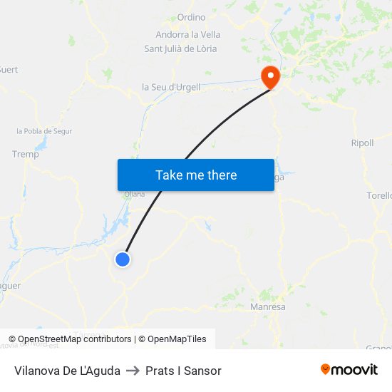 Vilanova De L'Aguda to Prats I Sansor map