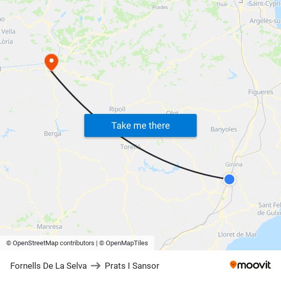 Fornells De La Selva to Prats I Sansor map