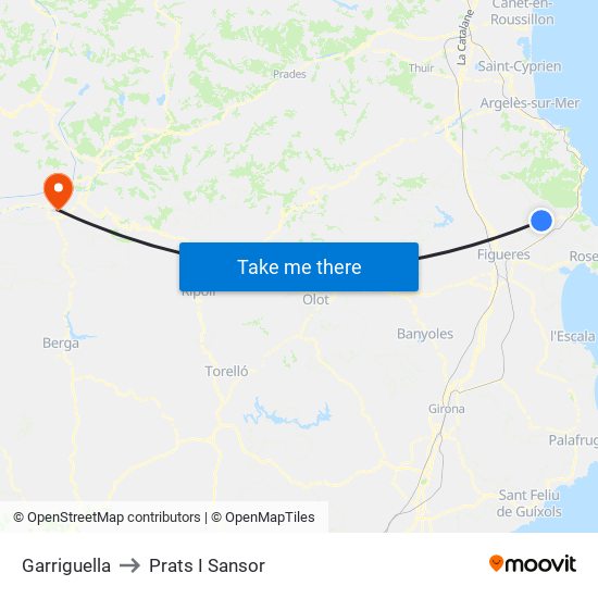 Garriguella to Prats I Sansor map