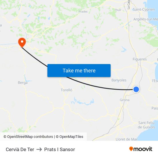 Cervià De Ter to Prats I Sansor map