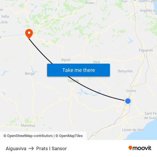 Aiguaviva to Prats I Sansor map