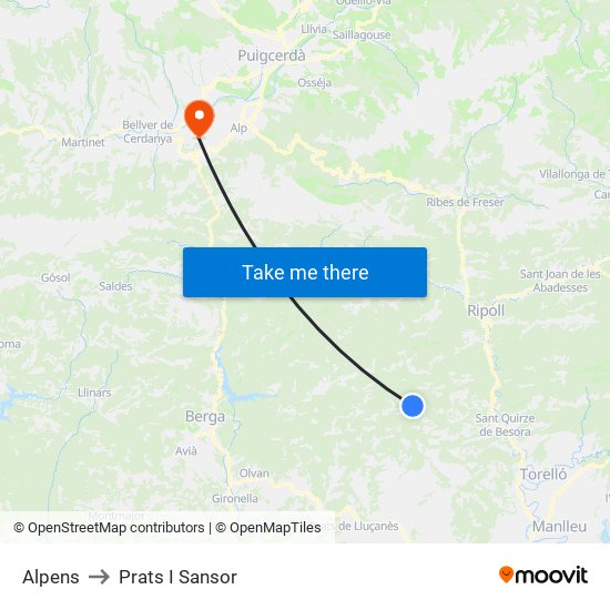 Alpens to Prats I Sansor map