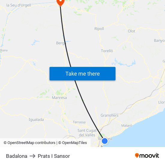 Badalona to Prats I Sansor map