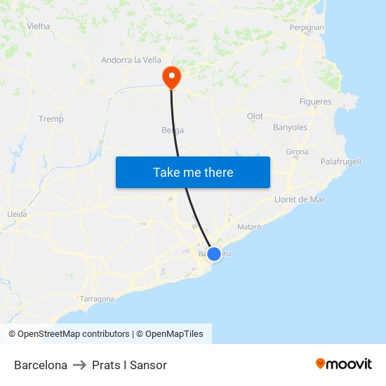 Barcelona to Prats I Sansor map