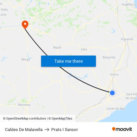 Caldes De Malavella to Prats I Sansor map