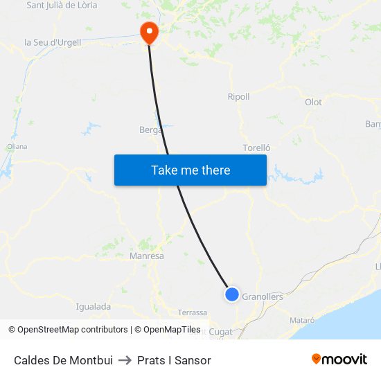 Caldes De Montbui to Prats I Sansor map