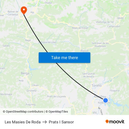 Les Masies De Roda to Prats I Sansor map