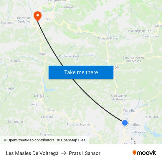Les Masies De Voltregà to Prats I Sansor map