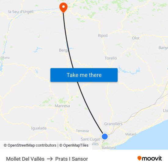 Mollet Del Vallès to Prats I Sansor map