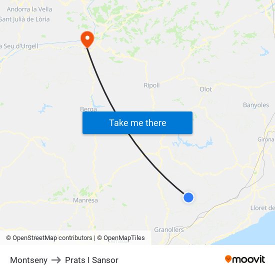 Montseny to Prats I Sansor map