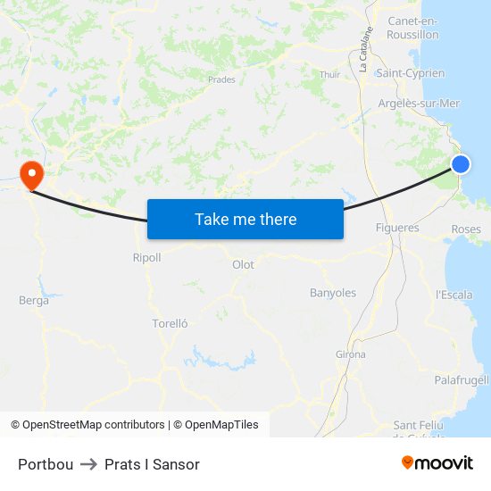 Portbou to Prats I Sansor map