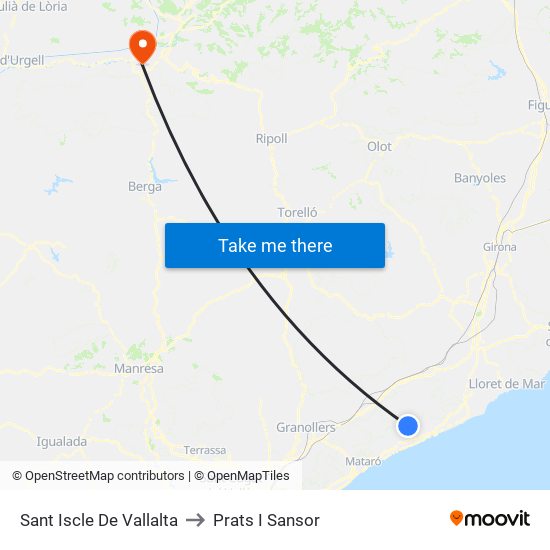 Sant Iscle De Vallalta to Prats I Sansor map