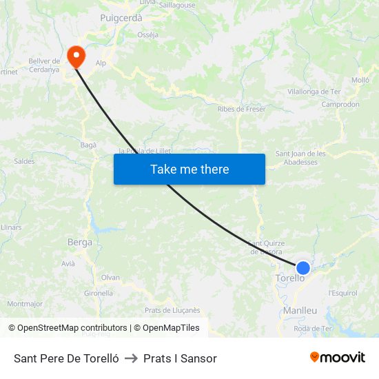 Sant Pere De Torelló to Prats I Sansor map