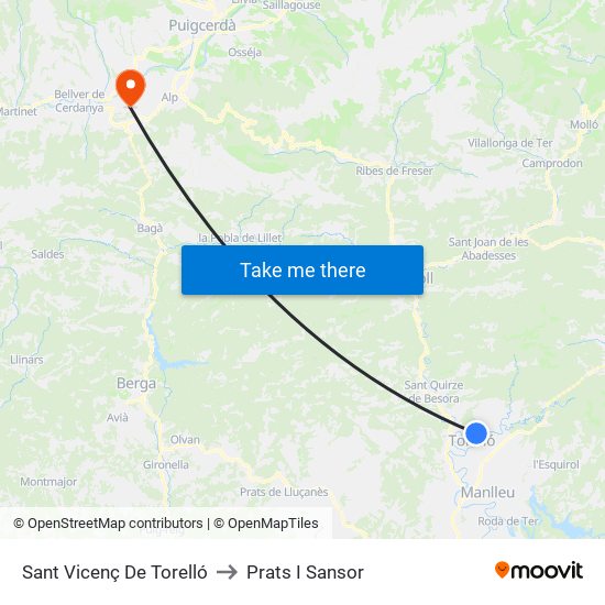 Sant Vicenç De Torelló to Prats I Sansor map