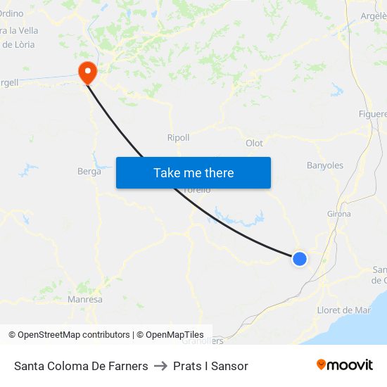 Santa Coloma De Farners to Prats I Sansor map