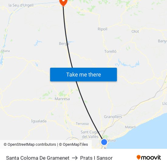 Santa Coloma De Gramenet to Prats I Sansor map