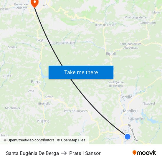 Santa Eugènia De Berga to Prats I Sansor map
