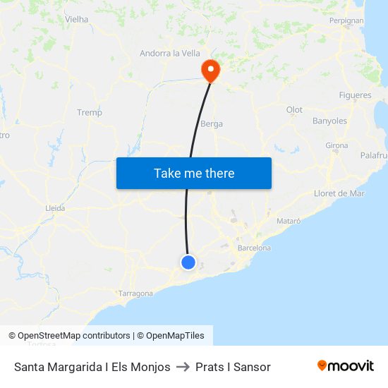 Santa Margarida I Els Monjos to Prats I Sansor map