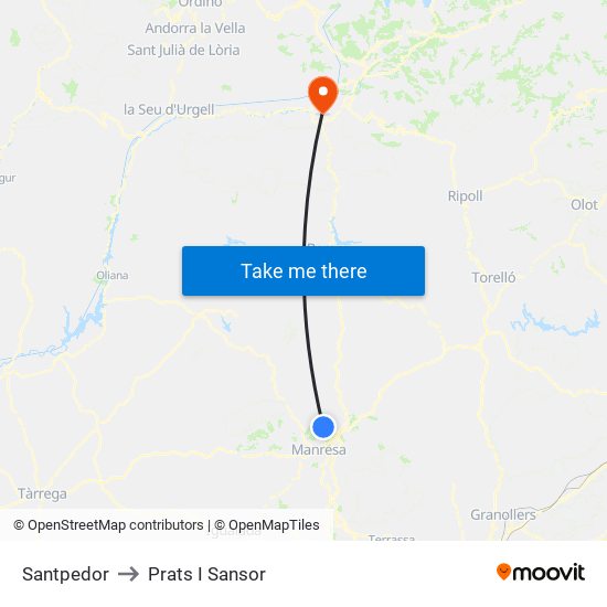 Santpedor to Prats I Sansor map