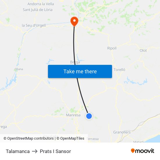 Talamanca to Prats I Sansor map