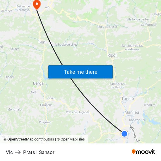 Vic to Prats I Sansor map