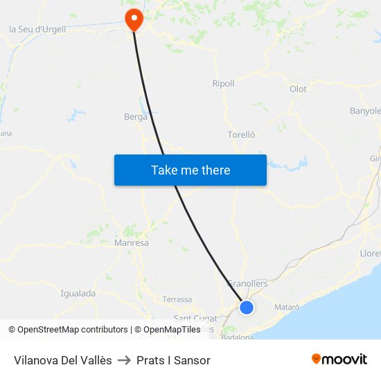 Vilanova Del Vallès to Prats I Sansor map