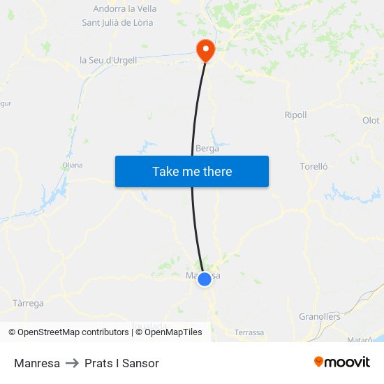 Manresa to Prats I Sansor map