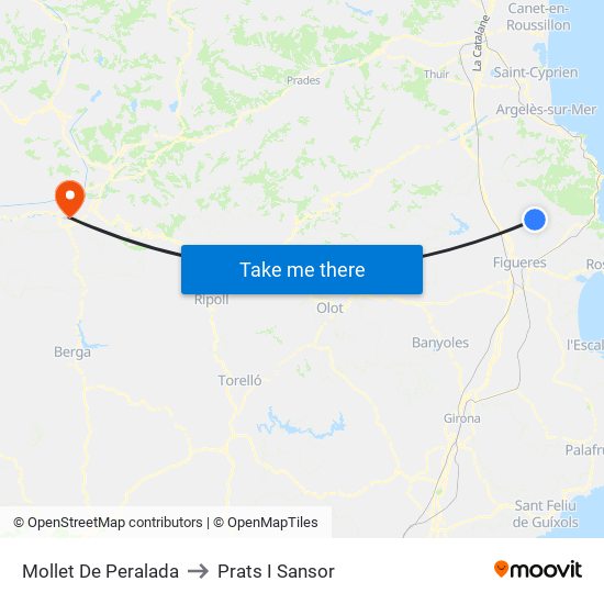 Mollet De Peralada to Prats I Sansor map